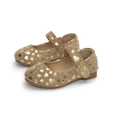 Sandalias de verano para niña color caqui con punta cerrada y corazón brillante