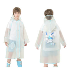 Girls' raincoat with cartoon animal print, light blue, size