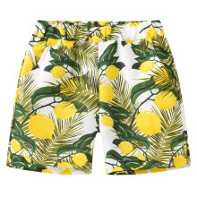 Boys Light Yellow Casual Shorts Coconut Tree Lemon Print