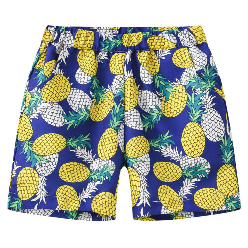 Boys' pineapple-print swim trunks navy 1-2 years