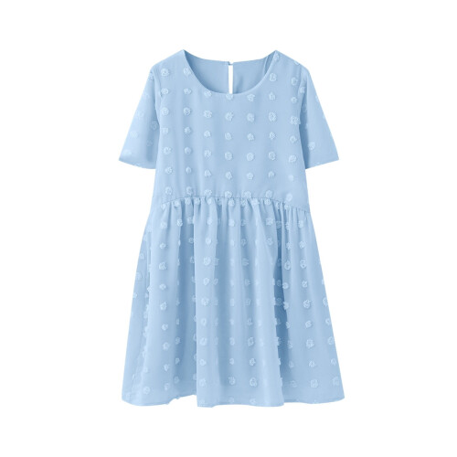 Mädchen-Sommerkleid mit Blumenmuster, Kurzarm, A-Linie, elastischer Bund 1