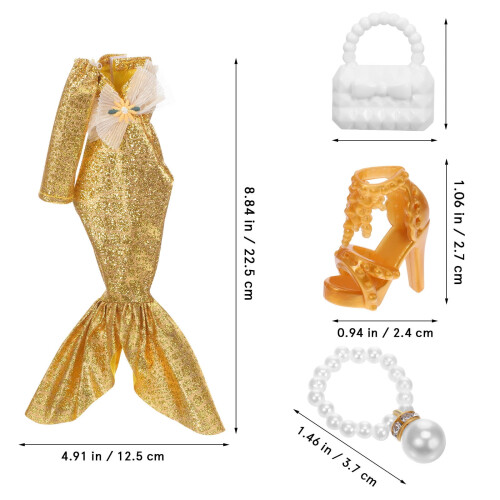Rochie formală pentru păpușă cu tocuri și colier 1