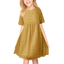Girls floral dress summer short sleeve A-line elastic waist