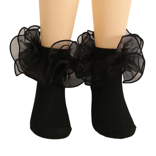 Kids Ruffle Dance Socks Black 6-12 Months