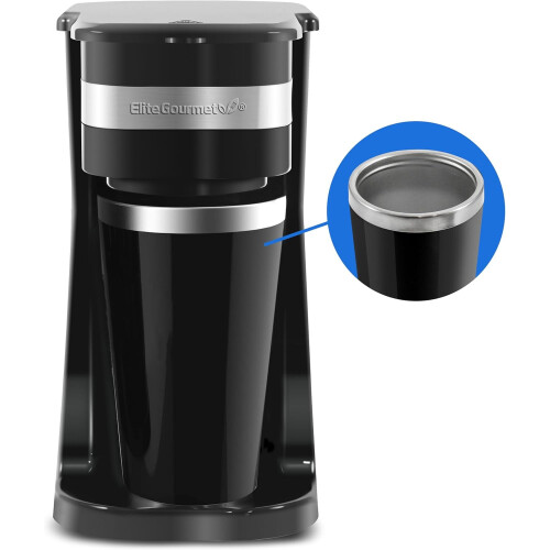 Compact single-serve coffee maker black 14 oz