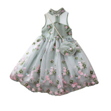 Girls floral party dress sleeveless tulle princess dress