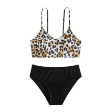 Girls' leopard print bikini set 2-piece swimsuit for ages