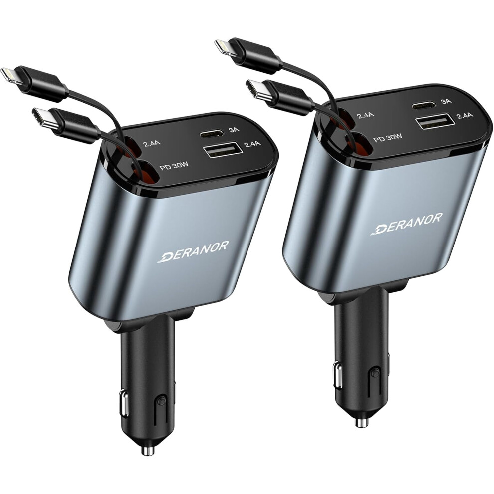 Car Charger 69W Retractable 4-In-1 2-Pack 9401284964452