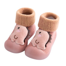 Pantuflas infantiles de punto patchwork con suela suave, color rosa, talla 5.5.