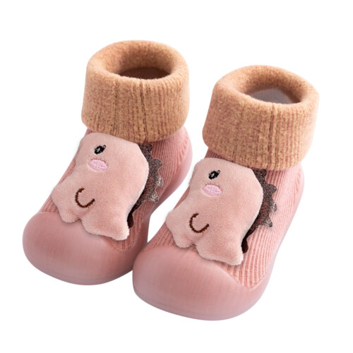 Kinderslippers van patchworkbreisel met zachte zool, roze, maat 5.5