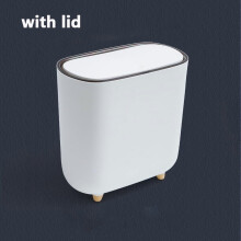 Narrow Press Ring Trash Can with Lid for Bathroom Gap
