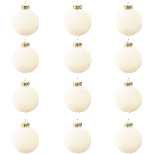 Dgankt Samt-Weihnachtskugeln, weiß, 12 Stück, 8 cm (3,15 Zoll) 1