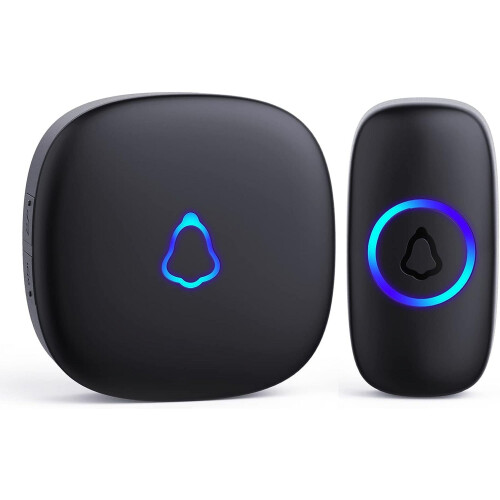 Wireless Doorbell Black M520+F55 58 Chimes 1000Ft Range