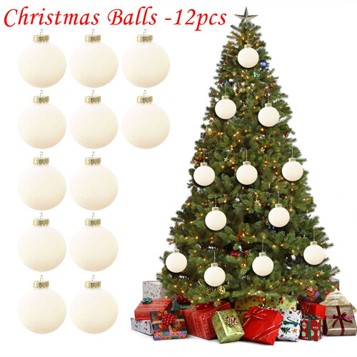 Dgankt Samt-Weihnachtskugeln, weiß, 12 Stück, 8 cm (3,15 Zoll) 2