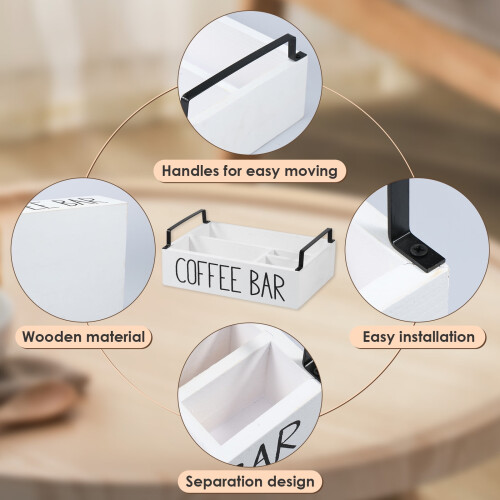 Coffee Station Organizer Wood Pod Holder 4-Compartment 2