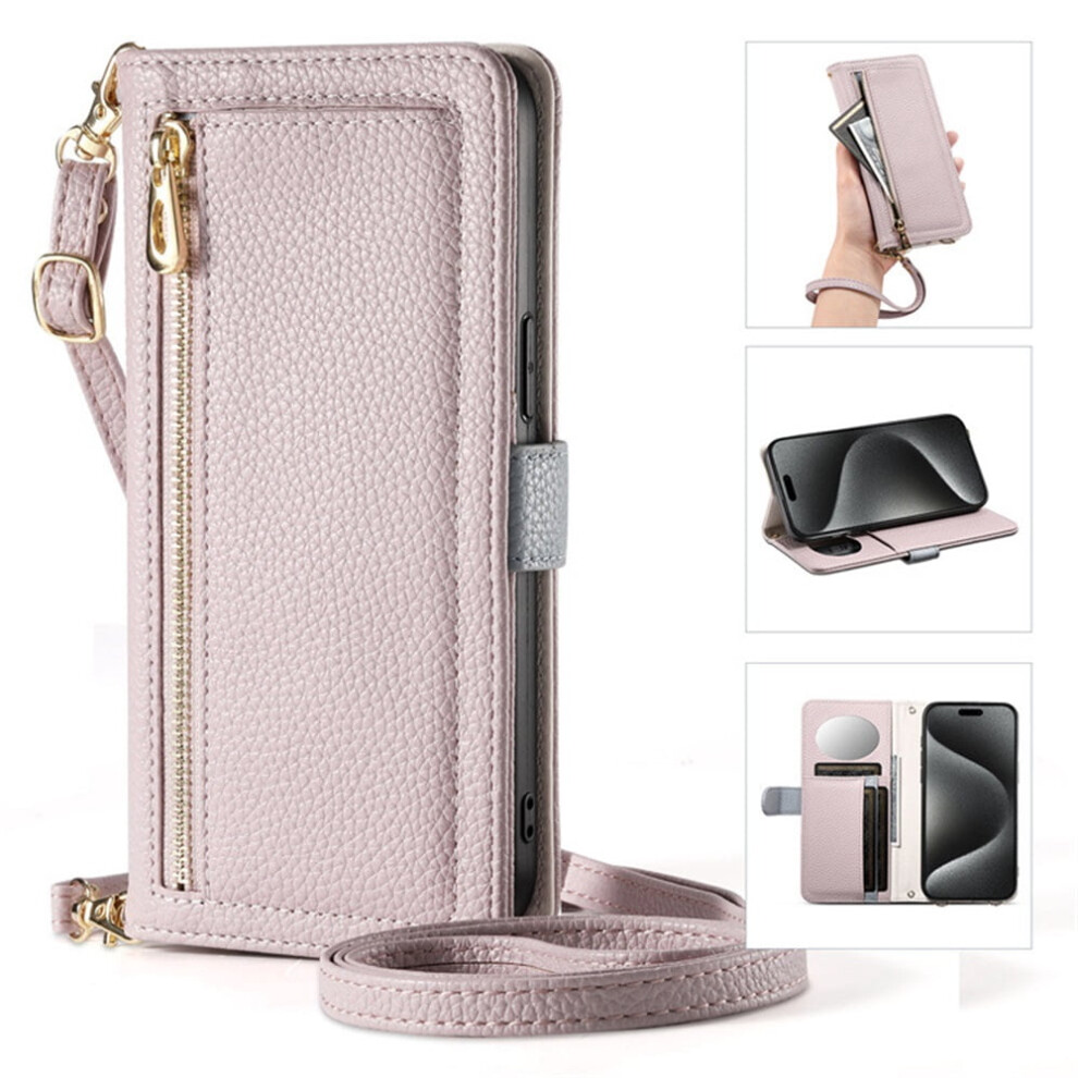 Leather Iphone 16E Case With 3-Card Holder And Zipper Slot 9165521138128