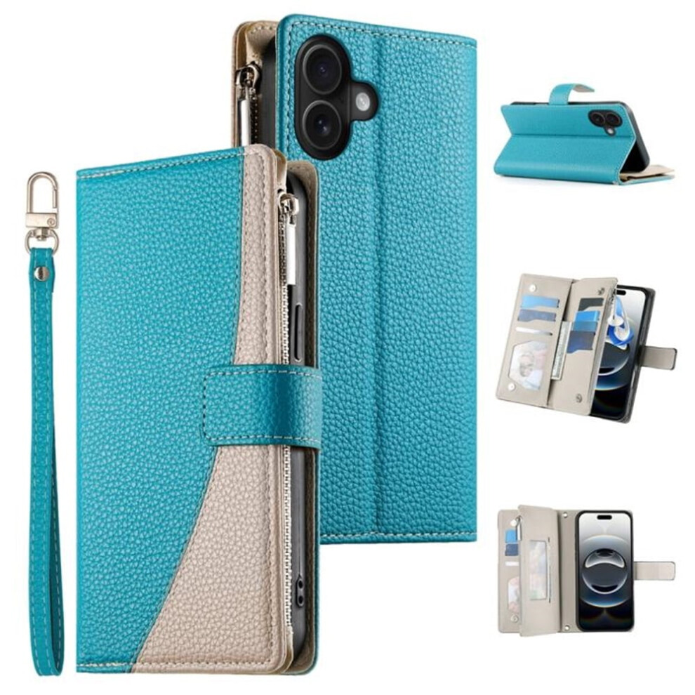 Iphone 16 Plus Pu Leather Flip Wallet Case Blue 9165521141302