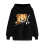 Schwarzer Damen-Langarmhoodie mit Herzmuster 1