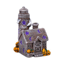 Figurină de Halloween cu casă bântuită, ornament de groază din rășină1