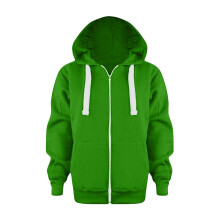 Kinderhoodie met lange mouwen en ritssluiting, effen kleur, groen, 9-10 jaar