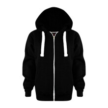 Kinderhoodie met lange mouwen en ritssluiting, effen kleur, zwart, 6-7 jaar