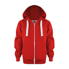 Kinderhoodie met lange mouwen en ritssluiting, effen kleur, rood, 6-7 jaar