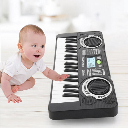 Digital Piano Black and White 61/37 Keys with Microphone 1