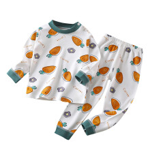 3M-5Y Baumwoll-Pyjama-Set für Neugeborene, weiß, Karottenmuster