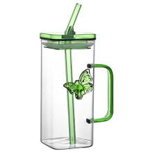 Bicchiere quadrato a doppia parete in vetro da 330 ml (11,83 oz)