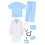 Kinderdoktersoutfit: witte laboratoriumjas met blauwe accenten 1