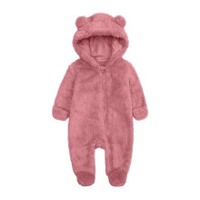 Mono de bebé de peluche con orejas de oso, pelele cálido de invierno para 6-9 meses.