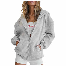 Sweat-shirt à capuche pour femme, manches longues, couleur unie, décontracté