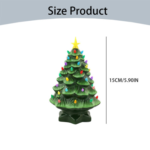 Ceramic Christmas Tree with Lights Green Vintage 2