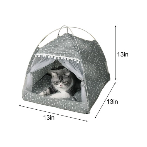 Lit-grotte gris fermé et chaud pour chat et chien 2