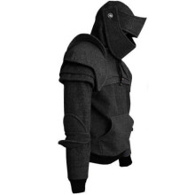 Veste polaire à capuche pour homme, style chevalier médiéval, avec coudes renforcés