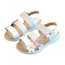 Sandalias planas para niñas estilo princesa, punta abierta, suela suave con