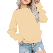 Kindersweatshirt met ronde hals en lange mouwen, effen beige