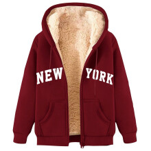 Damesjas met capuchon en sherpa-voering, fleecevoering, warm en comfortabel voor de winter.