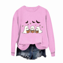 Sweat à capuche court pour femme, motif fantôme, beige, taille 8