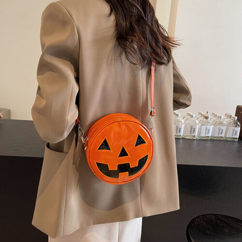 Τσάντα χιαστί Blukids Novelty Pumpkin, τσάντα χιαστί για το Halloween, αστείο τσαντάκι μακιγιάζ, 2