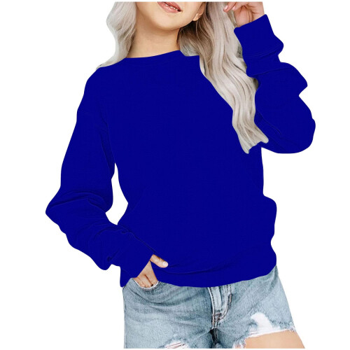 Kinder-Sweatshirt mit Rundhalsausschnitt, blau, langärmelig
