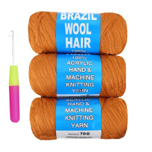 Black Brazilian Wool Hair Yarn for Braids 6 Rolls
