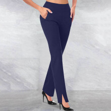 Damen-Anzughose, lässige Stretchhose mit Taschen