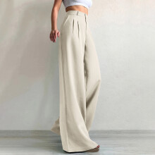 Pantalones de oficina rectos de pierna ancha de talle alto para mujer Pure