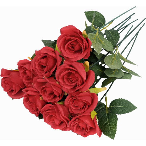 Zwarte kunstzijden rozen, 15 inch, 10 stuks