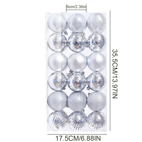 Silver Christmas Ornaments Shatterproof Balls 36 pcs 2.36 2