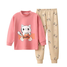 Conjunto de pijama de algodón con dibujos animados para niños pequeños de 2 a 16 años.