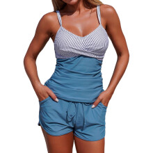 Zweiteiliger Badeanzug-Set für Damen mit hohem Bund