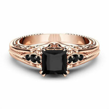 Black Square Diamond Princess Ring for Women