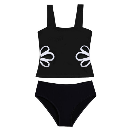Mädchen Badeanzug, ärmellos, schwarz, Größe 11T-12T